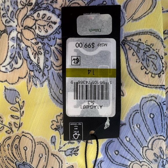 Tommy Hilfiger Women's Sleeveless Floral Print Dress Yellow Size 14 Knee-Length - Picture 10 of 11